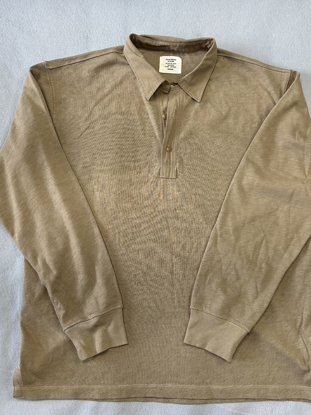 Buck Mason Sandstone Field Spec Rugby Polo Shirt Mens XXL MRSP $108 [CE17]